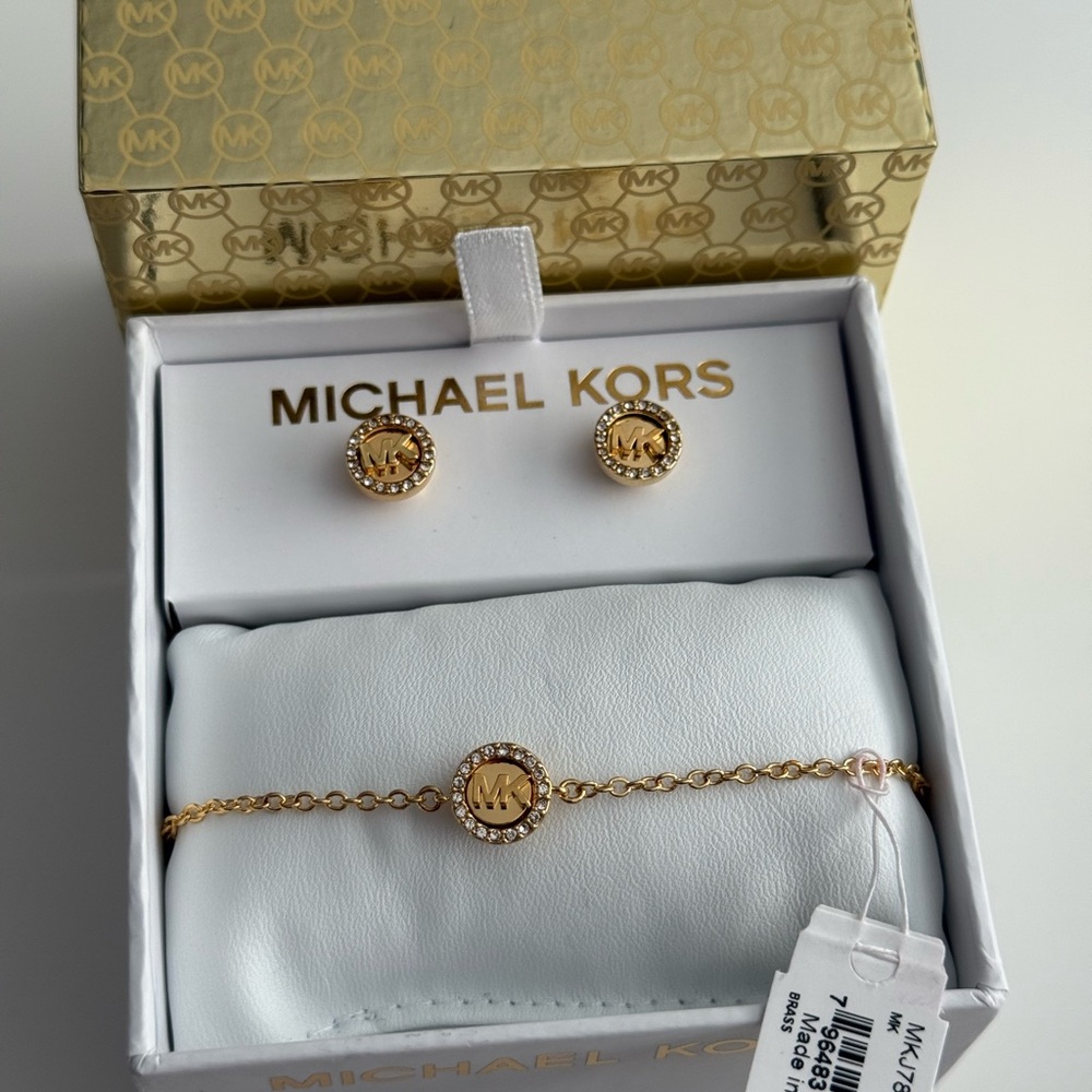 Michael Kors Gold Bracelet and Earring Set